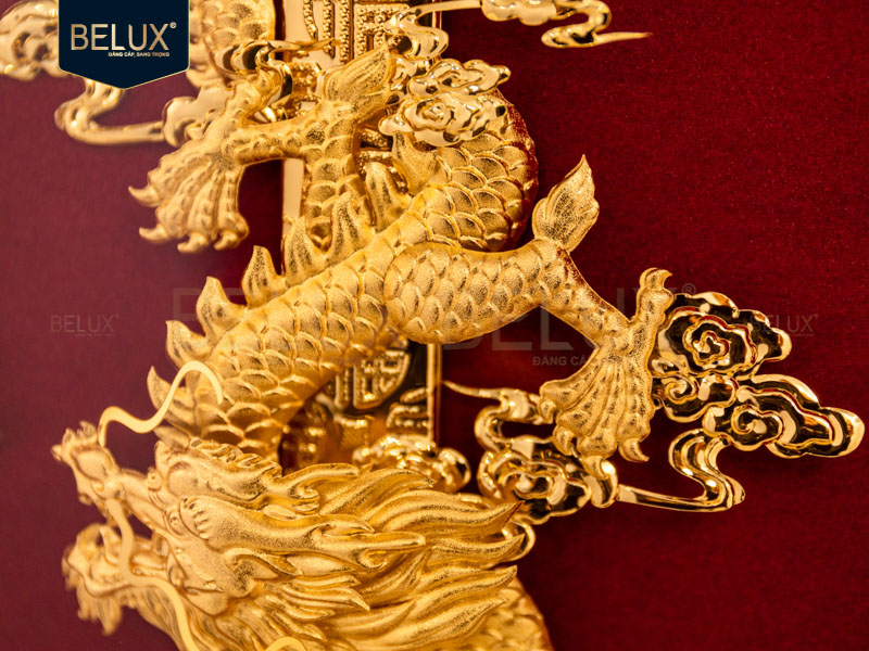 Tranh Rồng Phú Quý Dát Vàng 24k- 32x25cm